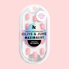 3D Crystal Hearts - Press-On | Extra Short | Round