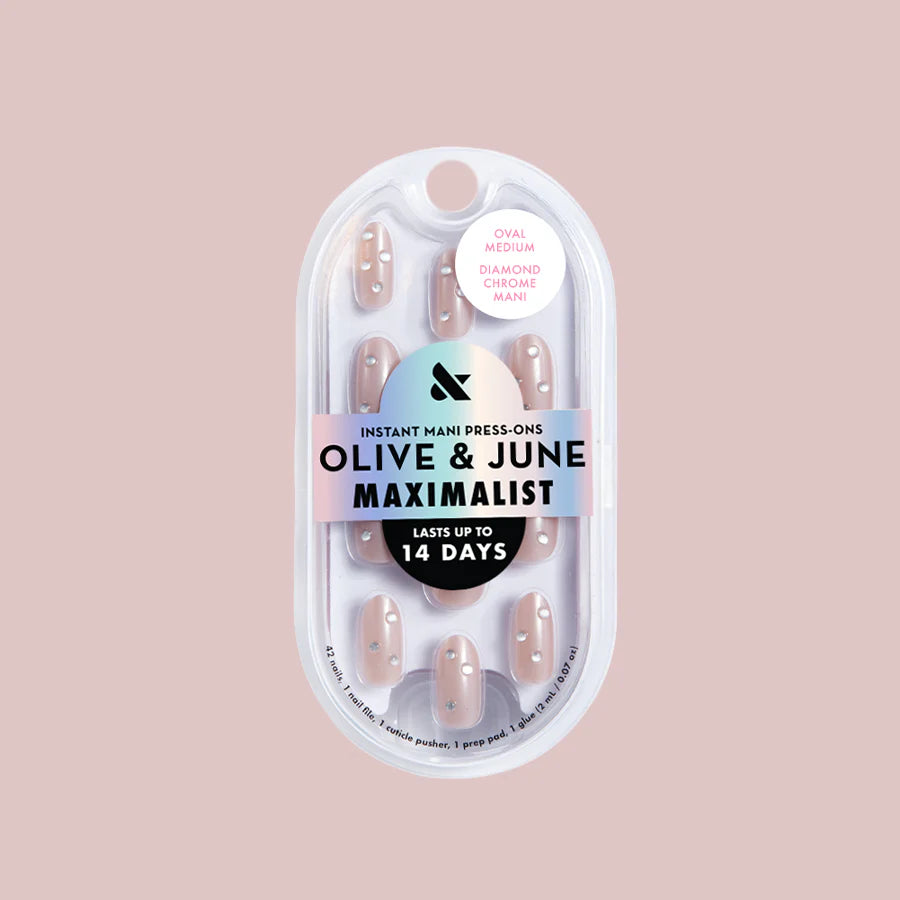 Diamond Chrome Mani - Press-On | Medium | Oval